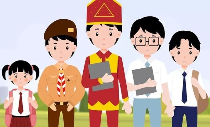 ilustrasi seragam sekolah 2023