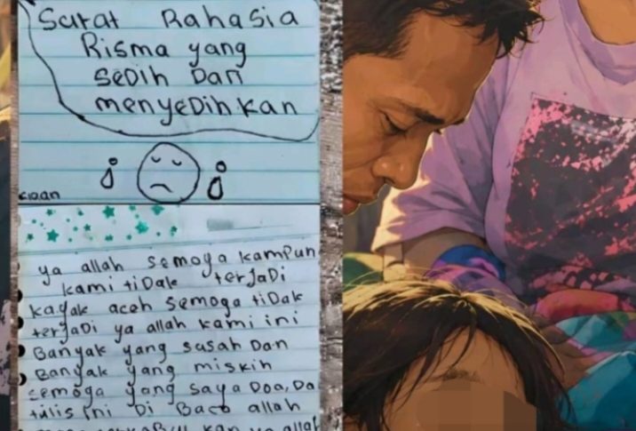 Risma tidak pernah pulang ke rumah karena rumahnya sudah rata. Ia "pulang" di tenda, meninggal di pangkuan ayahnya.